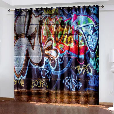 City Street Art Graffiti Bedroom Curtains Ring Blackout Door Decor UV Protect • $49.31