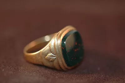 10K Men's Gold Ring With Bloodstone Top. 5.6 Grams Size 8. NO RESERVE • $143.83