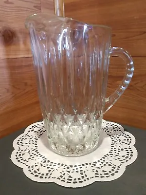 Vintage Clear Molded & Paneled Glass Juice/water Pitcher With Large Ice Lip • $19.99