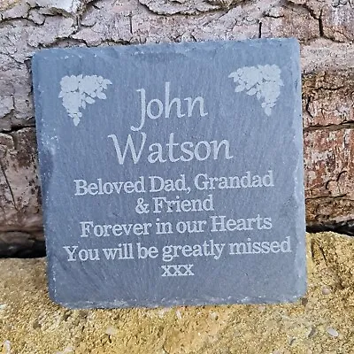 Personalised Slate Memorial Plaque Grave Marker Stone In Memory Any Name Message • £5.99
