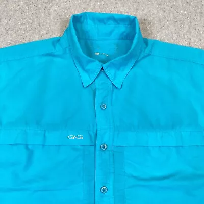 Game Guard Shirt Men's 2XL XXL Blue Short Sleeve Fishing Outdoor Button Up Vent • $18.37