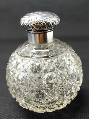 £49.95 • Buy Victorian Hobnail Crystal Perfume Bottle With Silver Lid, No Damage