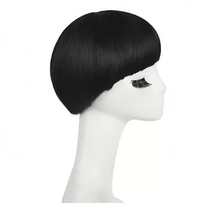 Black Mushroom Head Wig Bowl Cut Bob Hair Style Fashion Women Girl Wigs +Wig Cap • $16.88