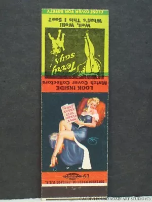 Vintage Pinup Girl Terry Says Girlie Matchbook Cover Collector Terrier Dog B • $8.98