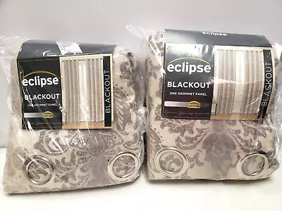 Eclipse Nadya Print Blackout Window 2 Grommet Panels 52x95 Linen Thermalayer • $35