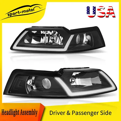 LED DRL TUBE Front Headlights Clear Corner Signal Lamps For 99-04 Ford Mustang • $132