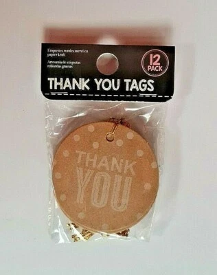 £2.25 • Buy 12 Thank You Tag Label Kraft Paper Christmas Wedding Birthday Wedding Gift Tags