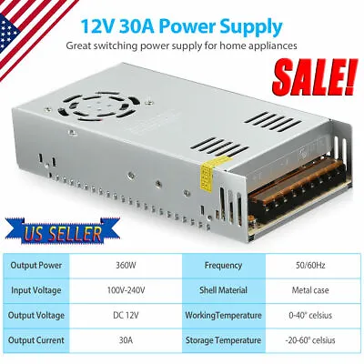 12V 30A DC Amp Switching Power Supply Adapter For LED Strip Light AC 110V/220V • $21.88