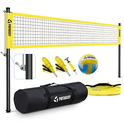 Portable Outdoor Volleyball Net Set With Steel Wire Rope Boundary Line Bag • $106.24