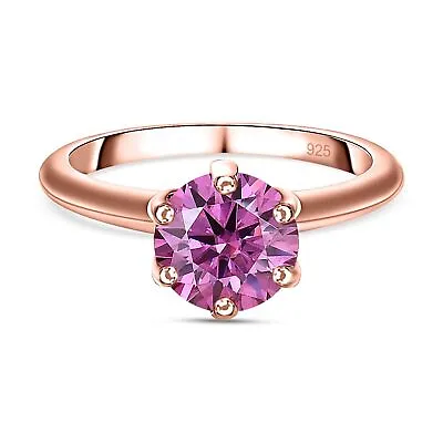 TJC 1.5ct Moissanite Solitaire Ring For Women In Rose Gold Over Silver • £51.99