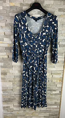 £24.99 • Buy Boden Ladies Size 12 Long Blue Polka Dot Belted Viscose Dress