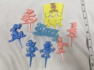 Vintage Cupcake Picks Toppers Birthday Party Crafts Disney Mickey Minnie 6 • $9.99