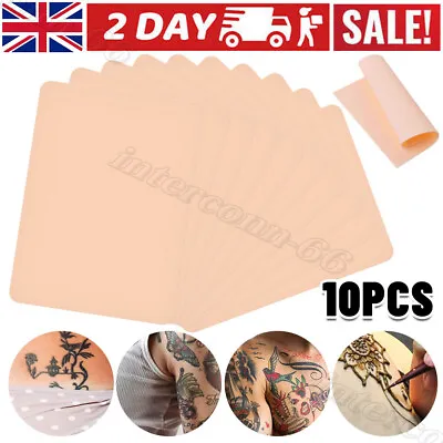10x Tattoo Practice Fake Skin Blank Sheets Needle Machine Supply Training Tool • £6.58