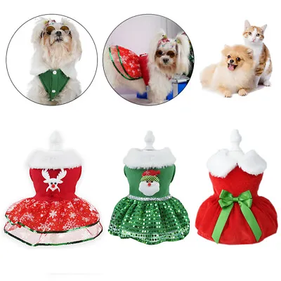 £5.04 • Buy Pet Cat Santa Costume Dog Christmas Dress Warm Outfit Clothes Winter Comfortable