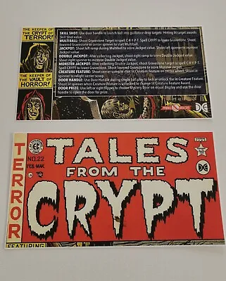 $23.78 • Buy Pinball Card Instructions Tales From The Crypt Set Of 2