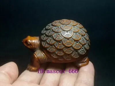 Rare Japanese Boxwood Hand Carved Coin Turtle Figure Statue Collectable • £27.60