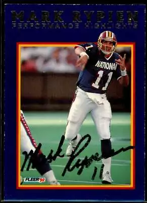 Mark Rypien/Redemption Card 1992 Fleer Mark Rypien #10 Signed COA JSA • $25