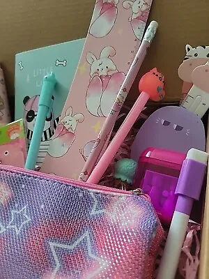 Girls Pink Kawaii Stationery Hamper Box Stocking Filler Gift Set Pens Etc • £12.95