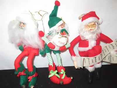 3 Vintage Knee Hugger Santa Claus Figures Ornaments German (B43) • $17.99