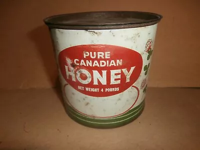 Vintage Tin Metal Can Miel Pure Candian Honey • $19.99