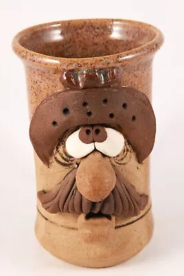 Funny Face Art Pottery Vintage Coffee Mug Stoneware Mahon Era Cowboy Mustache • $16.20