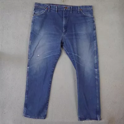 Wrangler Jeans Mens 44x32 Blue Medium Wash Straight Denim Western Measures 44x29 • $15