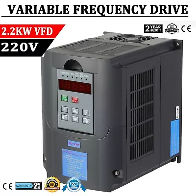 £76.35 • Buy 2.2KW 3HP  VARIABLE FREQUENCY DRIVE INVERTER VFD VSD  220V SINGLE To 3 PHASE