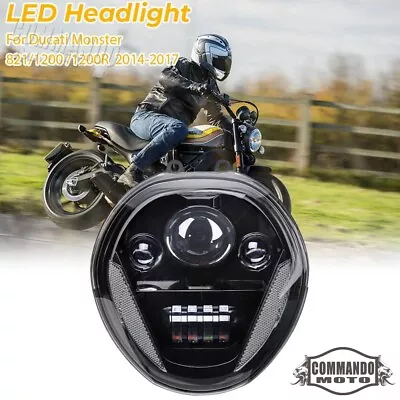 LED Headlight Assembly W/ DRL For Ducati Monster 821 1200 1200R 1200S 2014-2017 • $372.78