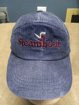 Vintage Steamboat Colorado Ski Corduroy Snapback Hat Cap Blue Red Embroidered  • $17