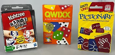 Qwixx Dice Game And Pictionary Card Game And Yahtzee Hands Down Card Game • $17.99