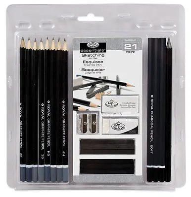 21 Piece Sketching Drawing Artist Set Charcoal Sticks Pencils Eraser Rart200 New • £6.74