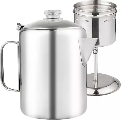 Percolator Coffee Pot Stainless Steel Coffee Percolator With Heat Resistant Glas • $43.28