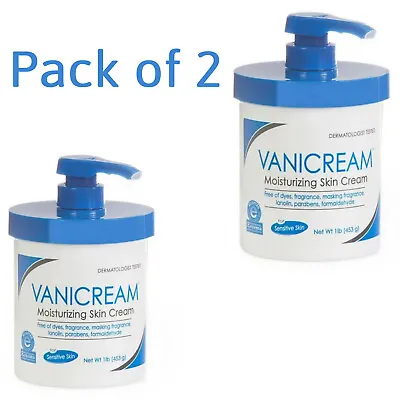 Vanicream Moisturizing Skin Cream 1 Jar W/ Pump + 1 Jar 16oz PACK OF 2 • $39.80
