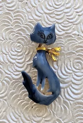 Cat Vintage Style Brooch  Pendant Enamel On Metal • $14.98