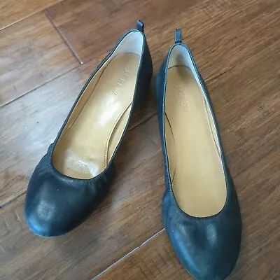 J. Crew Women's Size 8 Black Leather Slip On Ballet Flats • $21.49