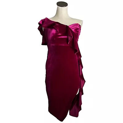 Aidan Mattox Womens Size 2 Dress Velvet Magenta Cocktail And Party Nwot • $34.84