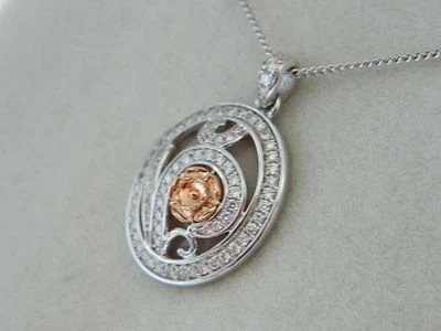 £1650 • Buy Welsh Clogau 18ct White & Rose Gold Tudor Rose Pink Opal & Diamond Pendant