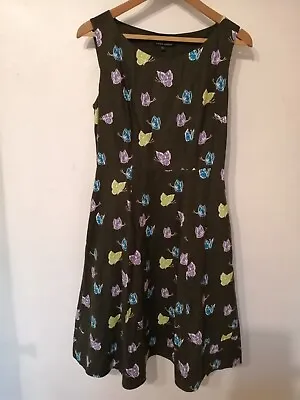 Laura Ashley Green Lined Fit And Flare Dress Size 12. 55% Cotton 45% Linen. • £6