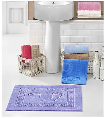 Bath Mat 100%Microfibre Thin Soft Feet & Greek Design • £4.95