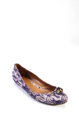 Missoni Womens Abstract Textured Tied Round Toe Ballet Flats Purple Size EUR37 • $58.81