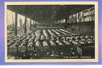 EARLY 1908c FISH MARKET ABERDEEN ABERDEENSHIRE SCOTLAND LOCAL LS&S POSTCARD • £0.99