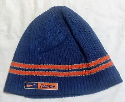 Nike University Of Florida Gators Blue W/Orange Stripe Beanie Hat Embroidered  • $12.99