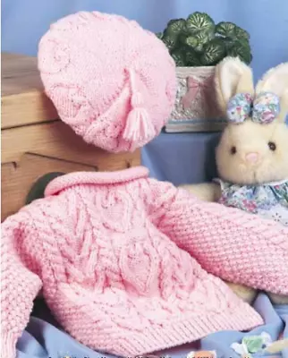 Knitting Pattern Copy 2959.   Baby Cabled Cardigan & Hat.   20  Chest.   Aran • £2.89