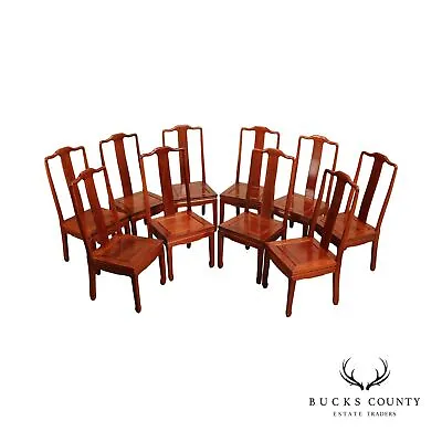 Vintage Chinese Rosewood Set Of Ten Yoke Back Dining Chairs • $2395