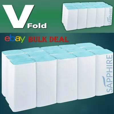 3600 Blue Paper Hand Towels V Fold Tissues InterFold Premium Quality Single Ply • £5.99