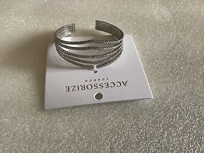 £8.99 • Buy Accessorize Five Strand Crystal Cuff Silver Plated, New