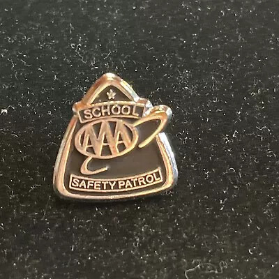 Vintage AAA School Safety Patrol Silver &  Black Metal Badge Pin 24-11 • $9.99