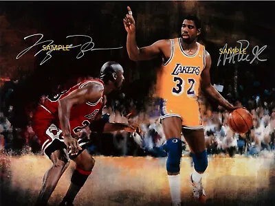 Michael Jordan Magic Johnson Reprint 8x10 Photo Signed Autographed Lakers Bulls • $8.99