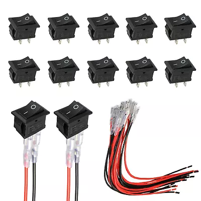 Mini Rocker Switch T85 KCD1-101 2 Pin SPST Toggle Switch With Wiring Black (10 P • $14.88