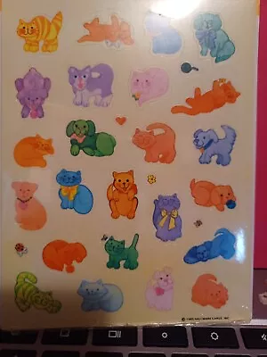 Vintage 1983 Hallmark Sticker Sheet One Sheet Cute Animals Puppies Kitties • $6